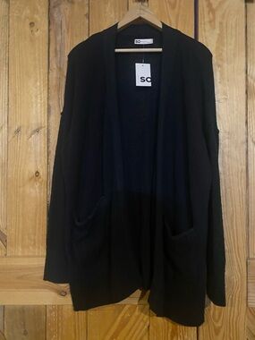 SO Black Open-Front Women’s Oversized Cardigan with Pockets NWT